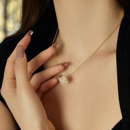 Pomuse Spliced Lucky Four-Leaf Clover Versatile Necklace