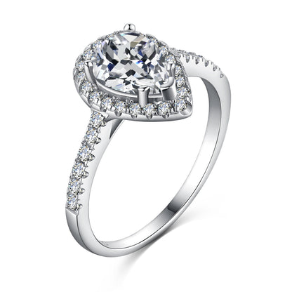 Pomuse 1.0 Carat Luxurious Resplendent Water Drop Shape Wedding Ring