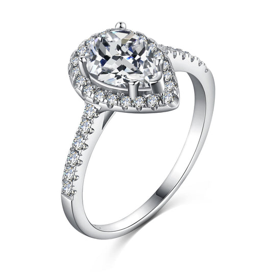 Pomuse 1.0 Carat Luxurious Resplendent Water Drop Shape Wedding Ring