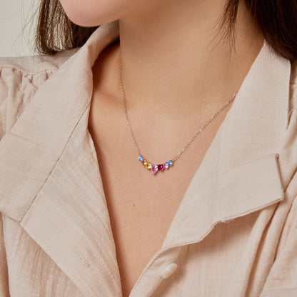 Pomuse Dainty Colorful Heart Necklace