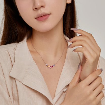 Pomuse Dainty Colorful Heart Necklace