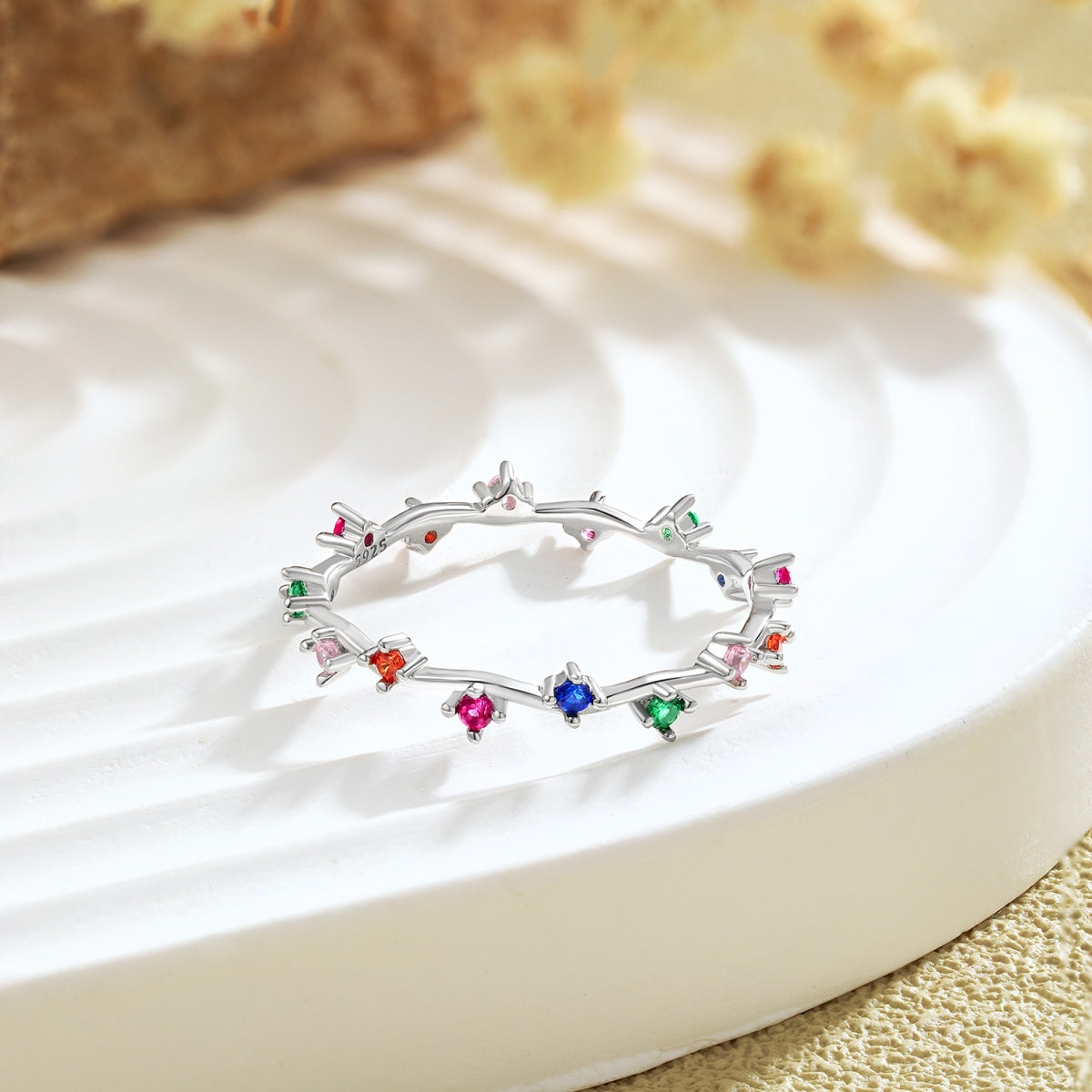 Pomuse Radiant Colorful Round Cut Daily Ring