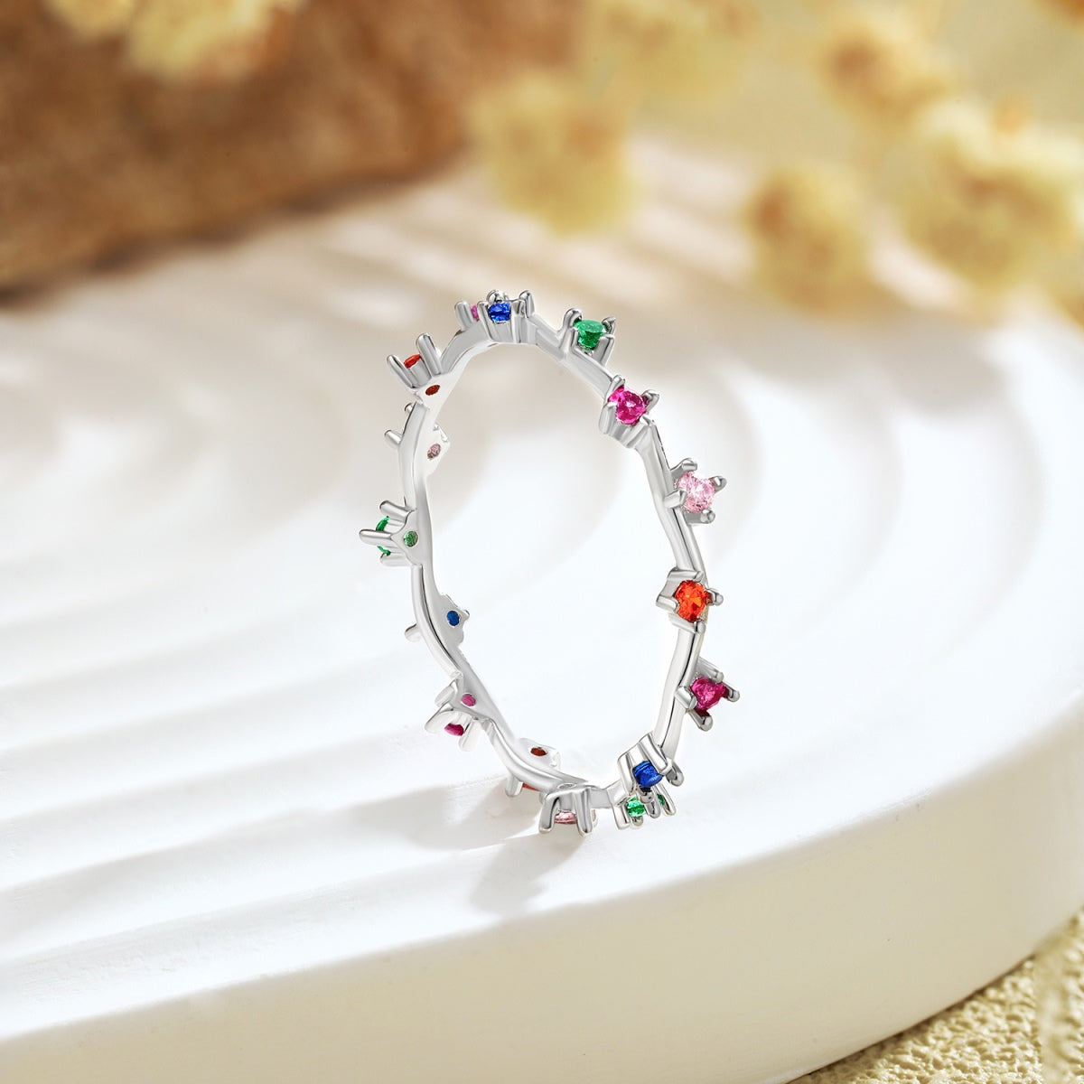 Pomuse Radiant Colorful Round Cut Daily Ring