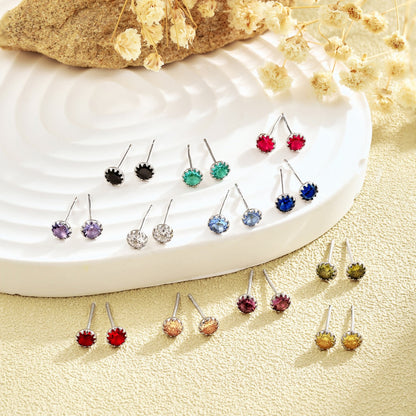 Pomuse Sparkling Colorful Round Shape Earrings