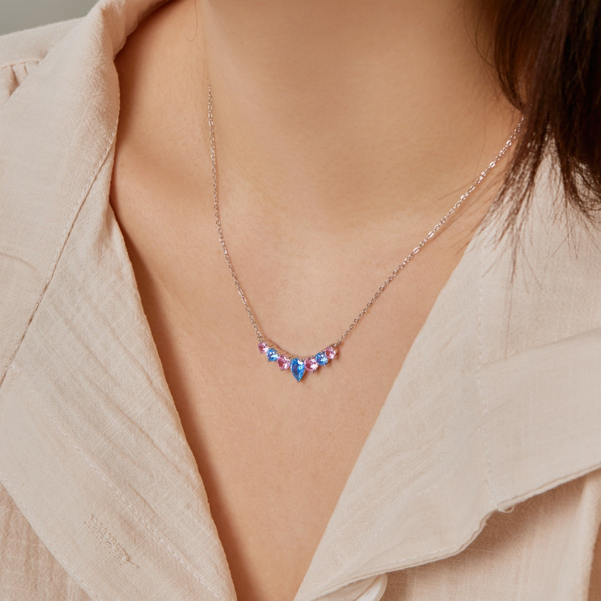 Pomuse Dainty Colorful Heart Necklace