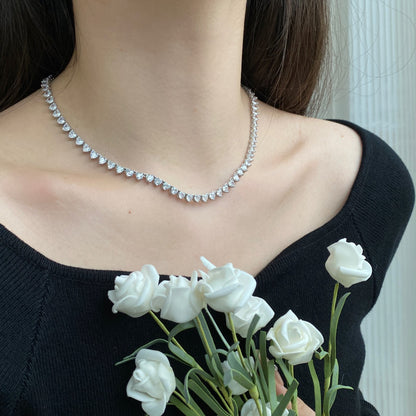 Pomuse Ornate Heart Cut Tennis Necklace