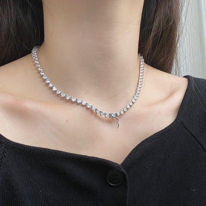 Pomuse Ornate Heart Cut Tennis Necklace
