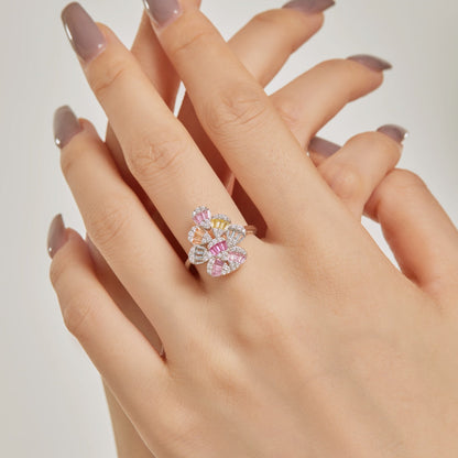 Pomuse Sparkling Colorful Water Drop Shape Daily Ring