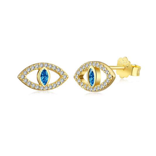 Pomuse Blue Devil Eyes Hollow Stud Earrings