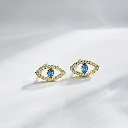 Pomuse Blue Devil Eyes Hollow Stud Earrings