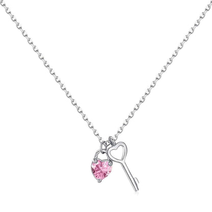 Pomuse Unique Heart Shape Key Pendent Necklace