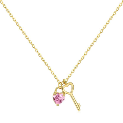Pomuse Unique Heart Shape Key Pendent Necklace