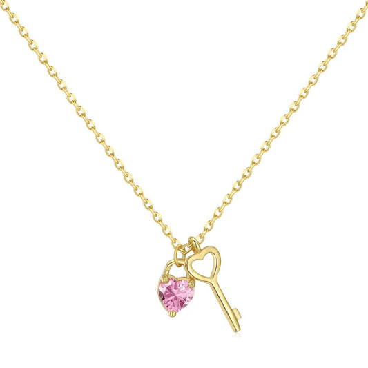 Pomuse Unique Heart Shape Key Pendent Necklace