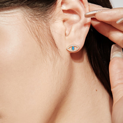 Pomuse Blue Devil Eyes Hollow Stud Earrings