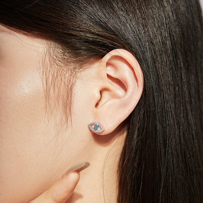 Pomuse Blue Devil Eyes Hollow Stud Earrings