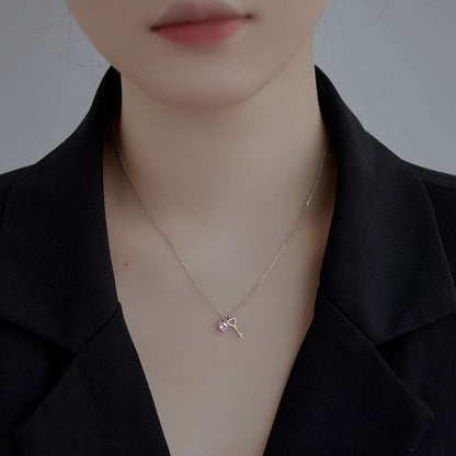 Pomuse Unique Heart Shape Key Pendent Necklace