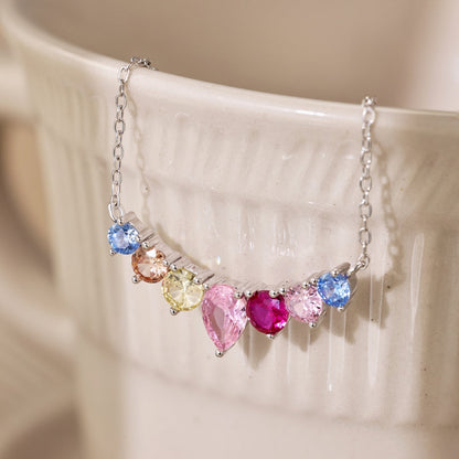 Pomuse Dainty Colorful Heart Necklace