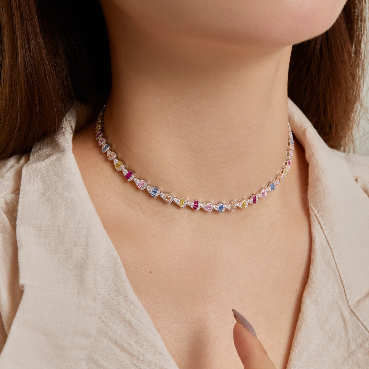Pomuse Radiant Colorful Rainbow Necklace