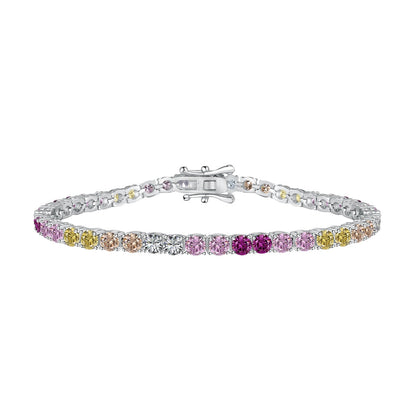 Pomuse Radiant Colorful Round Cut Tennis Bracelet