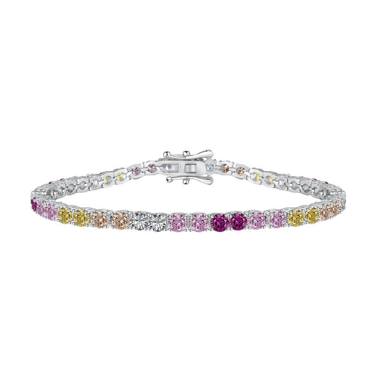 Pomuse Radiant Colorful Round Cut Tennis Bracelet