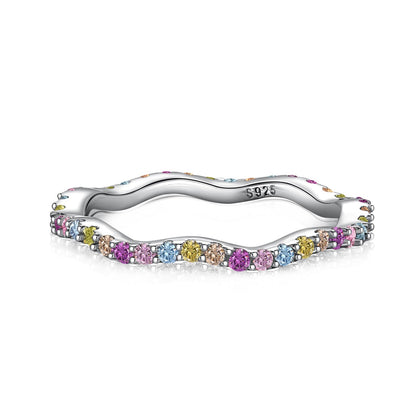 Pomuse Dainty Colorful Round Cut Party Ring