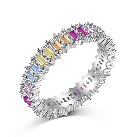 Pomuse Splashy Ornate Emerald Cut Cocktail Ring