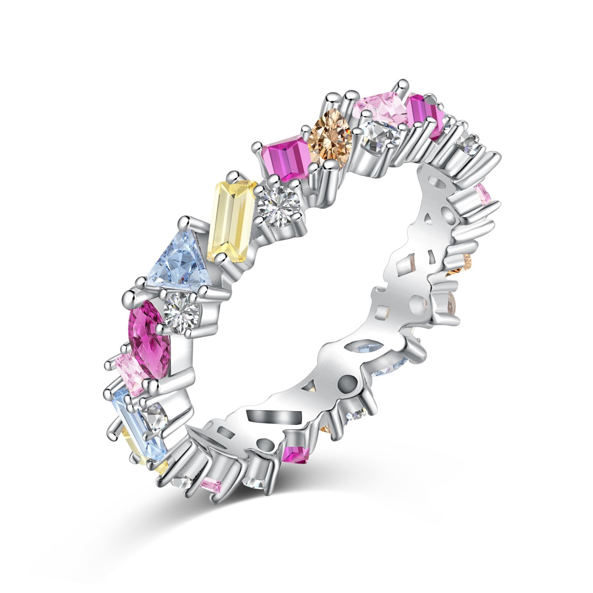 Pomuse Dazzling Polychromatic Multi cut Daily Ring