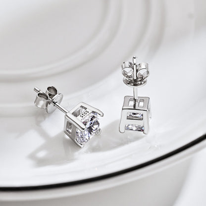 Pomuse 1.0 Carat Radiant Princess Cut Wedding Earrings