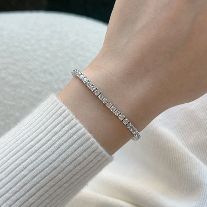 Pomuse Dainty Charming Round Cut Tennis Bracelet