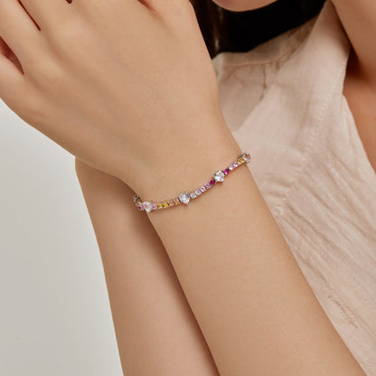 Pomuse Romantic Heart Shape Round Cut Lover Bracelet