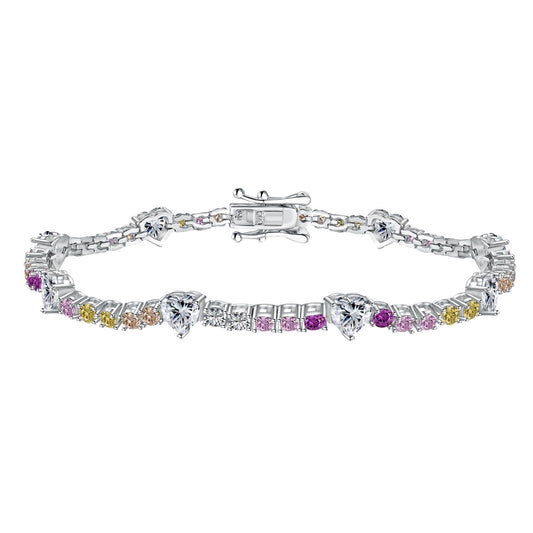 Pomuse Romantic Heart Shape Round Cut Lover Bracelet