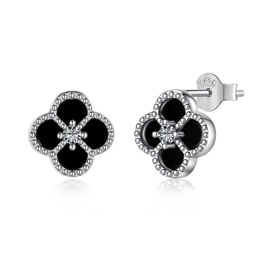 Pomuse Four-Leaf Clover Flower Shape Exquisite Earrings