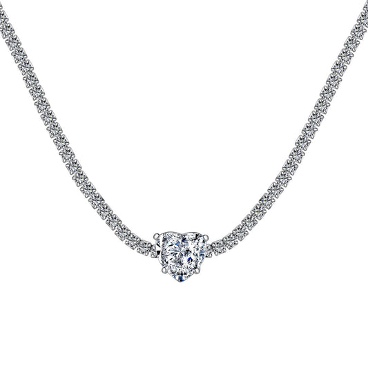 Pomuse 2.0 Carat Sparkling Tennis Heart Cut Necklace