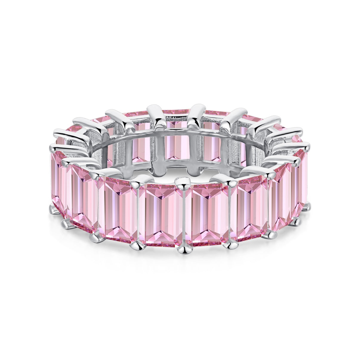 Pomuse 0.75 Carat Elegant Emerald Cut Tennis Ring