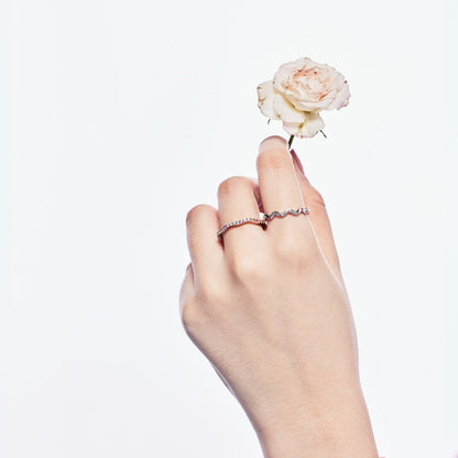 Pomuse Dainty Colorful Round Cut Party Ring