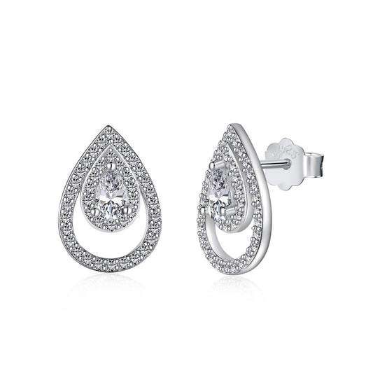 Pomuse Sparkling Delicate Water Drop Shape Daily Earrings