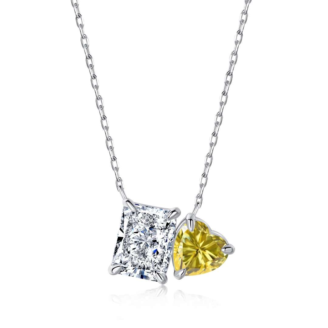 Pomuse Dazzling Square & Heart Shape Necklace
