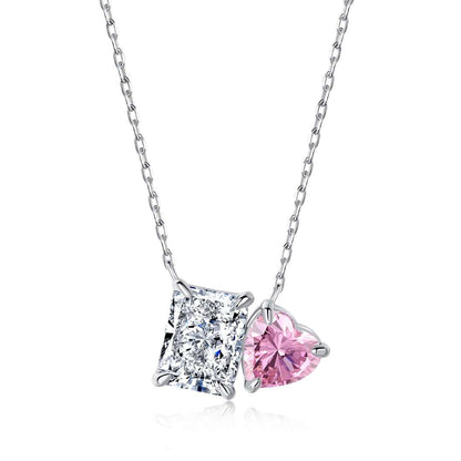 Pomuse Dazzling Square & Heart Shape Necklace