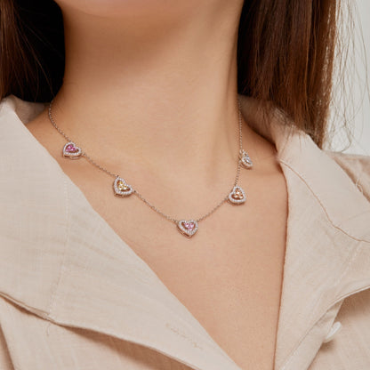 Pomuse Sparkling Five Heart Necklace