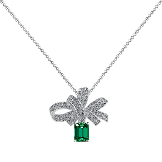 Pomuse Luxurious Flower Shape Emerald Cut Necklace