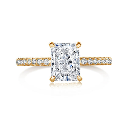 Pomuse 2.0 Carat Dazzling Sparkling Radiant Cut Party Ring