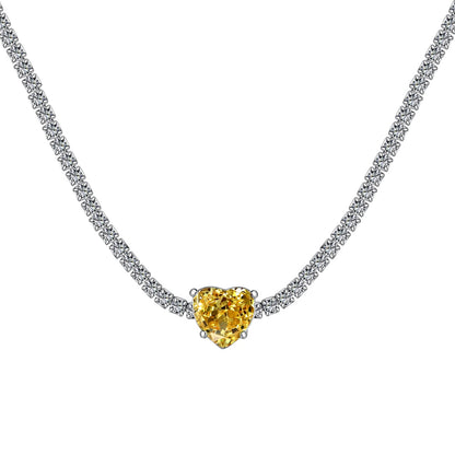 Pomuse 2.0 Carat Sparkling Tennis Heart Cut Necklace