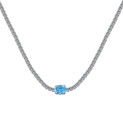 Pomuse 1.0 Carat Shining Oval Cut Necklace