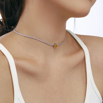 Pomuse 2.0 Carat Sparkling Tennis Heart Cut Necklace