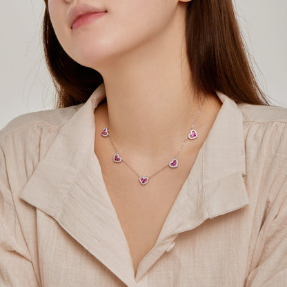 Pomuse Sparkling Five Heart Necklace