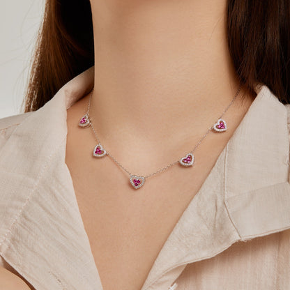 Pomuse Sparkling Five Heart Necklace