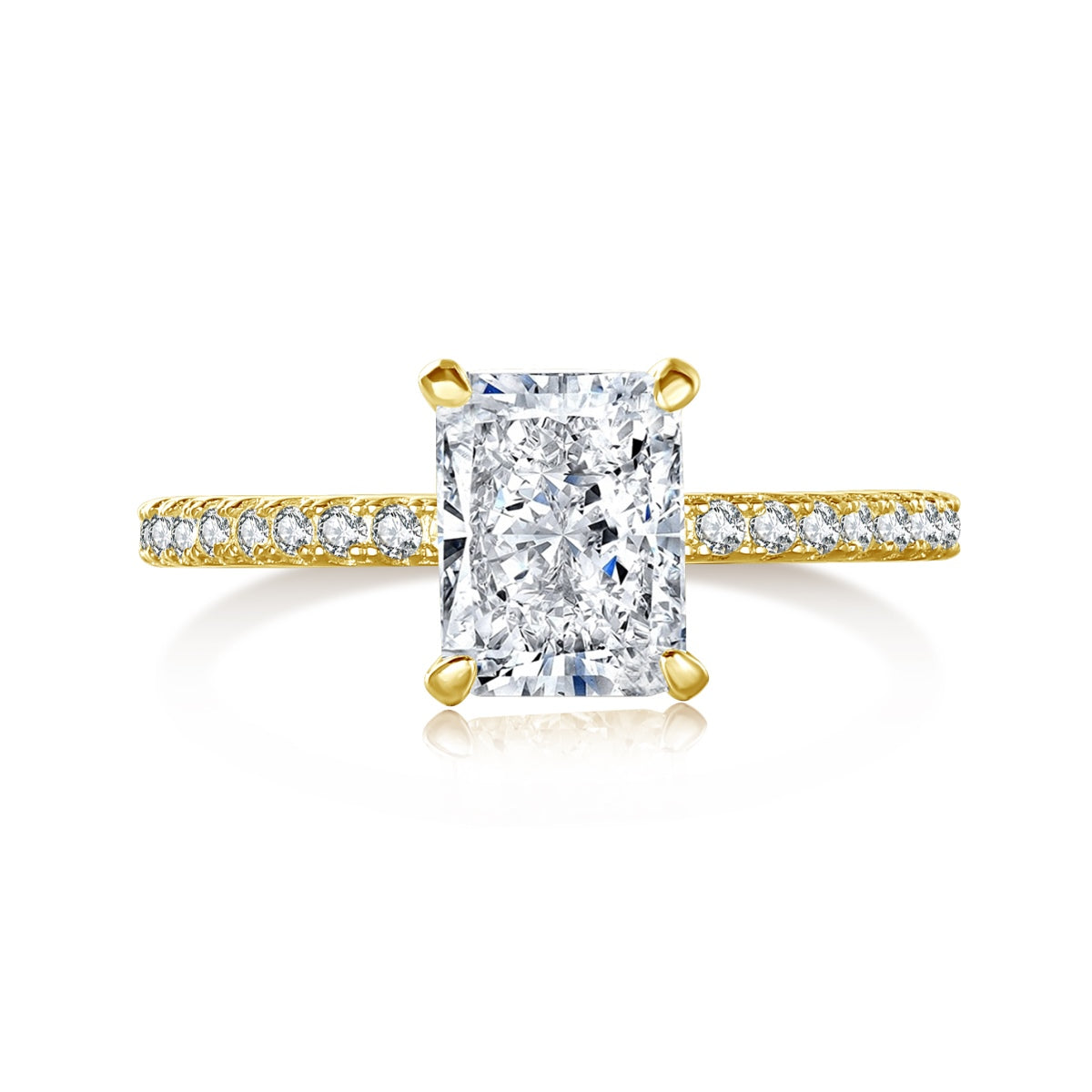 Pomuse 2.0 Carat Dazzling Sparkling Radiant Cut Party Ring