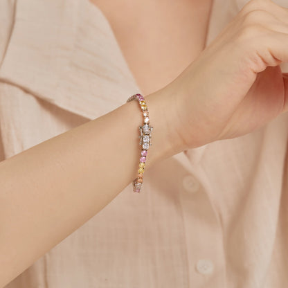 Pomuse Radiant Colorful Round Cut Tennis Bracelet