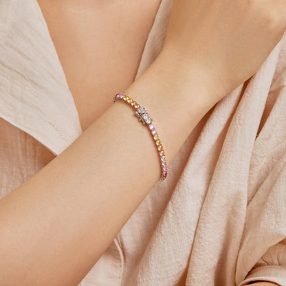 Pomuse Radiant Colorful Round Cut Tennis Bracelet