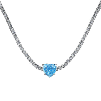 Pomuse 2.0 Carat Sparkling Tennis Heart Cut Necklace